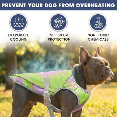 Spark Paws Dog Cooling Vest - SPF 50 UV Sun Protection - Summer Heat Relief Gear for Dogs, Lightweight, Evaporative Cooling - Dog Anxiety Relief Vest During Hot Days - Neon Purple - Size M