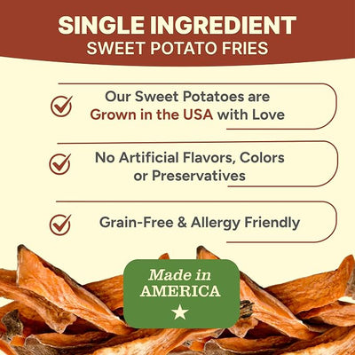 Gaines Family Farmstead Jumbo Sweet Potato Fries for Dogs – 14 oz, Chewy Single Ingredient, Grain-Free Dog Treats, Rawhide-Free Chews, High-Fiber Snacks for Training & Rewards, Made in USA