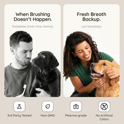 Dog Dental Strips – 30-Pack Dog Breath Freshener | Dissolves in Seconds | Teeth Cleaning Strip | Pet Oral Care Mint Strips