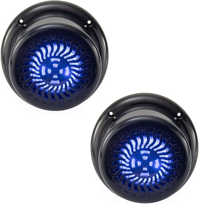 RecPro RV Flush Mount Speaker | Exterior 5.25" Black Wavy Blue LED | Waterproof (2 Pack)