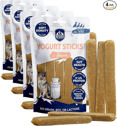 Himalayan Dog Chew Yogurt Sticks, Bacon Flavor, 5 Pieces, Pack of 4 | Prebiotic & Probiotic | Grain-Free | USA Made