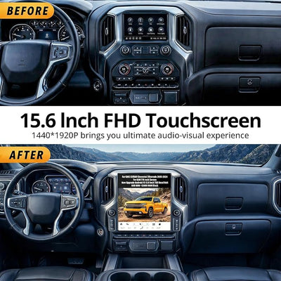 AuCar 836 15.6 Inch Touch Screen Android 13 Car Radio for GMC Sierra Chevrolet Silverado 2019-2025 Head Unit Multimedia GPS Navigation Wireless Carplay Android Auto, 128GB, US 1 Yr Service