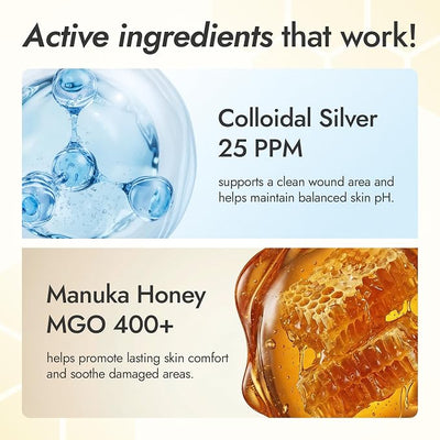 Silver + Manuka Repair Cream for Cat & Dog Wound Care – Helps with Skin Irritation, Scratches, Bites – Hot Spot Treatment for Dogs with Manuka Honey 400+ MGO & Colloidal Silver 25 PPM – 2-Pack