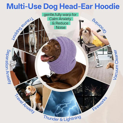 MIGOHI XL Dog Ear Muffs Hematoma with Soft Pad - No Shake Ear Wrap for Dogs, Ear Protection for Dogs Noise Anxiety,Adjustable Dog Head Cover for Separation,Vet Visit,XL,Purple