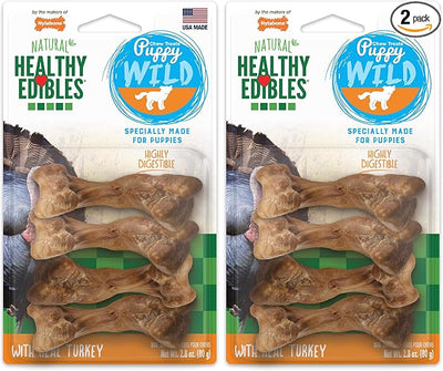 Nylabone Healthy Edibles Wild Natural Long-Lasting Turkey Flavor Bone Chew Treats for Dogs, Small/Regular, 4 Count (Pack of 2)