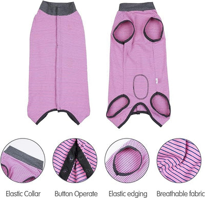 Dotoner Dog Recovery Suit Abdominal Wound Puppy Surgical Clothes Post-Operative Vest Pet After Surgery Wear Substitute E-Collar & Cone(S,Pink)