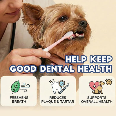 Small Dog Toothbrush, Puppy & Cat Tooth Brushing Kit, Ultra Soft Head Teeth Brush for Kitten & Tiny to Medium Pet, Doggy Toothbrushes Deep Dental Clean, 1 PCS, Pink