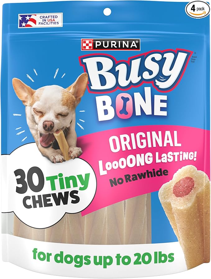 Purina Busy Bone Adult Toy Breed Dog Chew Bone Treats, Tiny - 30 ct. Pouch