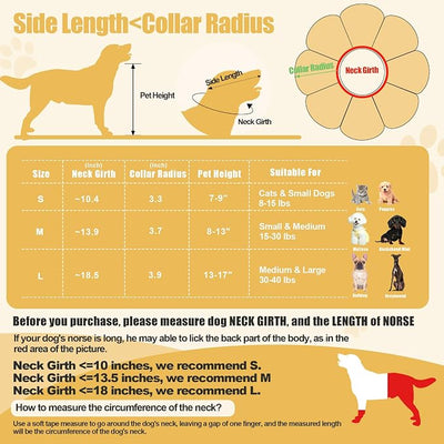 HOMBYS Soft Dog Cone for Dogs and Cats, Cute & Fluffy Flower Shape for Claming, Adjustable Dog Collar Alternative After Surgery, Protective Elizabethan Collar for Dogs Recovery & Stop Licking, L