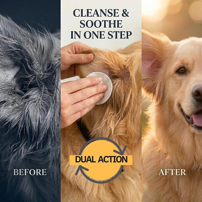 Smiling Paws Pets Ear Wipes for Dogs | Dog Ear Wipes Otic Cleanser for Dogs to Stop Ear Itching with Aloe and Eucalyptus Made in USA 100 Count