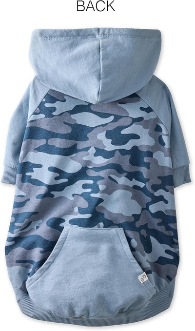 Pet Passion Rocky – The Original Lightweight Hooded Tee 100% Organic Cotton Dog Hoodie Pet Coat Sweater for All Sized Dogs, Navy Half Camo, Small (10-25 lbs)