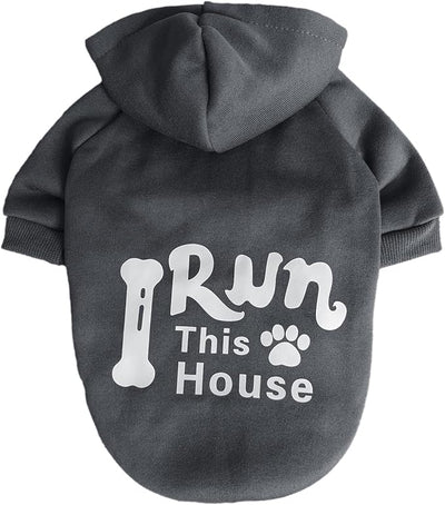 Jecikelon Print Dog Hoodies for Small Dogs, Soft Fleece Puppy Clothes for Pet Cat, Warm Winter Outfits Cold Weather Coats, Cute Sweatshirt Puppies Costume (Gray, Small)