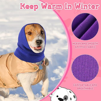 Saintrygo 4 Pcs Dog Snoods Pet Ear Wrap Cover Sound Proof Muffs for Barking and Bathing Warm Winter Scarf for Calming(Gray, Pink, Blue, Purple,S,M,L)