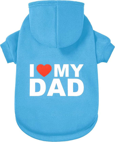 Dog Sweater Dog Hoodie Cold Weather Coat Hooded Sweatshirt for Puppies,Cats, Small Medium Large Dogs (Blue (I Love My Dad), Medium/Large)