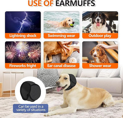 Waterproof Dog Bath Ear Covers & Calming Dog Snood for Dogs Reusable, Adjustable Anxiety Relief for Grooming, Thunderstorm & Fireworks, Grey, Size S