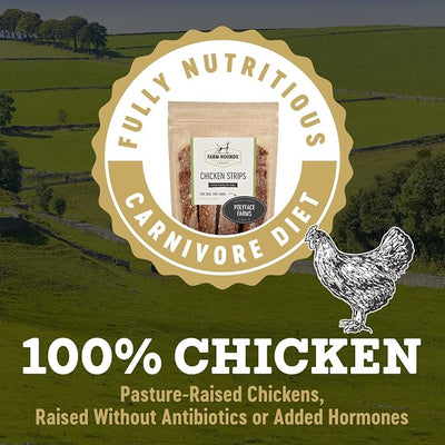 Farm Hounds - Chicken Strips - Premium Natural Jerky for Dogs - 100% Humanely Raised Chicken- Break-to-Size - Great for Training & Treats - No Added Fillers - Made in USA - 2 Pack