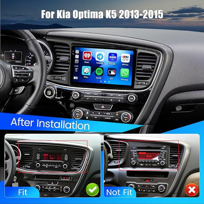 Hikity 4+64G Android 15 Car Stereo for Kia Optima K5 2013-2015, 9” Touchscreen Radio with CarPlay, Android Auto, Bluetooth, GPS Navigation, WiFi, DSP, FM, RDS + AHD Backup Camera