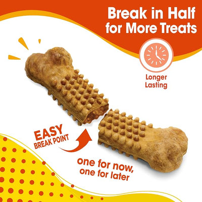 Nylabone Nubz Natural Dog Chew Treats for Small Dogs, Long Lasting Dog Chew Bones Made in the USA, Chicken Flavor Breath Freshener Dental Chews, Small Dog Bones for Dogs Up to 25 lbs. (4 Count)
