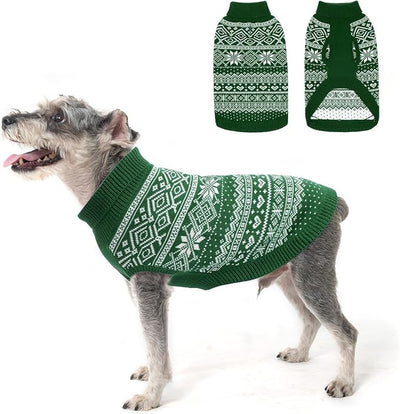 HOMIMP Dog Sweater Argyle - Warm Sweater Winter Clothes Puppy Soft Coat, Ugly Dog Sweater for Small Medium and Large Dogs, Pet Clothing Boy Girl, Green S