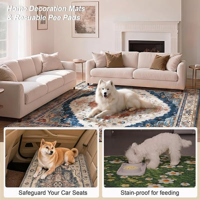 Washable Pee Pads for Dogs, Reusable Puppy Potty Training Pads, Ultra-Absorbent Thick Waterproof Leak-Proof Non-Slip Pads & Mat for Crate, Playpen, Floor, Whelping & Housebreaking , 1 Pack 72"x72"