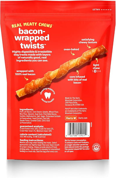Oinkies Bacon Wrapped Twists, Real Meaty Chews, 14 Count
