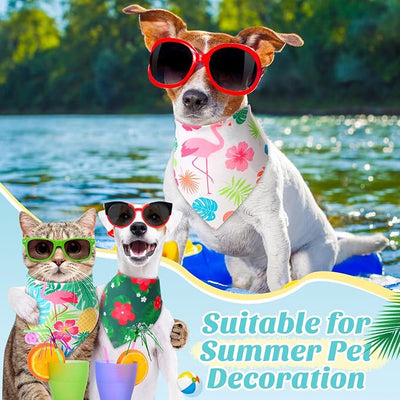 Weewooday 50 Pcs Hawaiian Dog Bandanas Bulk for Dogs Soft Bibs Adjustable Triangle Pet Bandana for Small Medium Large Costume(Hawaii Pattern, 31.5 x 21.7 X21.7 Inch)