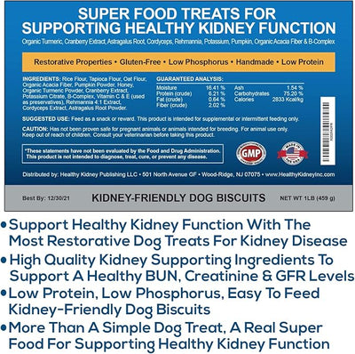 Kidney Restore Dog Treats: Restorative Dog Treats for Kidney Issues, Low Protein Treats for Any Kidney Diet Dog Food, Special Renal Treats for Supporting Good Kidney Health for Dogs. Best Treat!