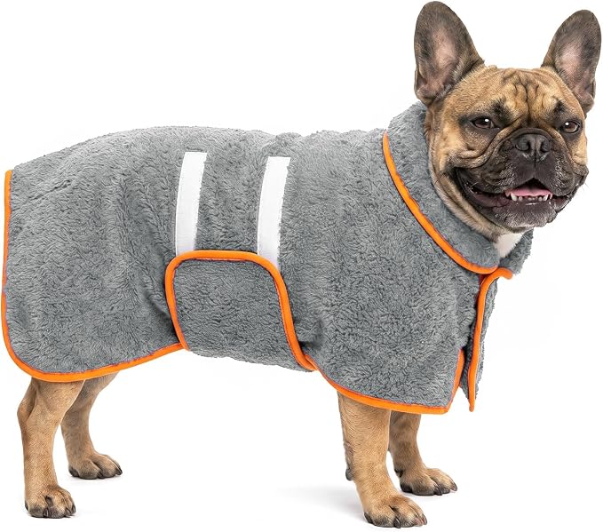 Bienbee Dog Bathrobe, Quick Drying Super Absorbent Pet Robes for Small Medium Large Dogs, Drying Coat for After Bath & Swim, Warm & Cozy Dogs Towels, Dog Puppy Bath Supplies, Gray M