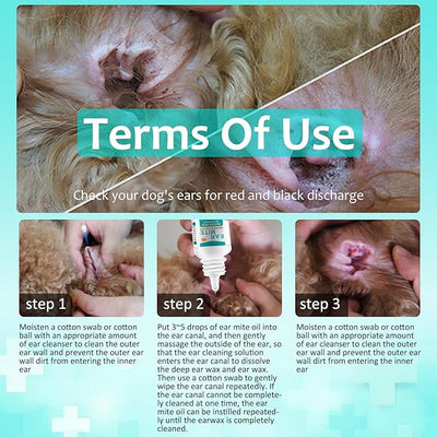 Ear Mites Treatment for Dogs and Cats,Dog Ear Infection Treatment Drops 0.75 Fl Oz | Relief for Dogs and Cats Suffering from Ear Mites, Pets Ear Cleaning Drops with Soothing Aloe for Dog & Cats