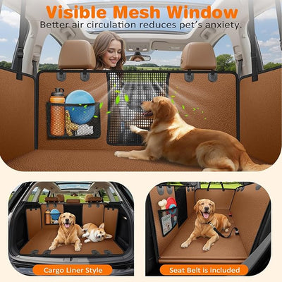 URPOWER Hard Bottom Dog Car Seat Cover for Pets 100% Waterproof Seat Cover Hammock 600D Heavy Duty Scratch Proof Nonslip Durable Soft Back Seat Covers for Full Size Trucks