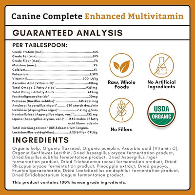 Wholistic Pet Organics Canine Complete & Salmon Oil - Dog Vitamins with Wild Alaskan Salmon Oil for Immune System, Skin, Coat & Overall Health - 1 lb Each