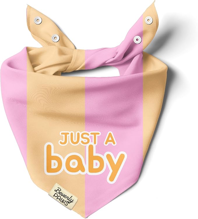 Funny Snap-On Dog Bandana for Small Medium Large Pets, Dogs Cats Adjustable Handkerchief Scarf for Girl & Boy, Cute Puppy Apparel & Accessories (Just A Baby, Small)