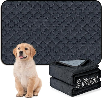 FunFurry Washable Pee Pads for Dogs - 2 Pack Reusable Pee Pads，Waterproof Puppy Pads，Pet Training Pads，Super Absorbent with Dog Paw Shape Non-Slip Backing (Dark Grey, 24" X 36" - 2 Pack)