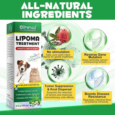 Lipoma Treatment Targets Guard for Dogs Lumps and Bumps 2 fl.oz, Lipoma Treatment for Dogs Cats, Soften Fatty Lumps & Bumps, Castor Oil for Pets, Supplements Lipoma Reduction, Immune Support
