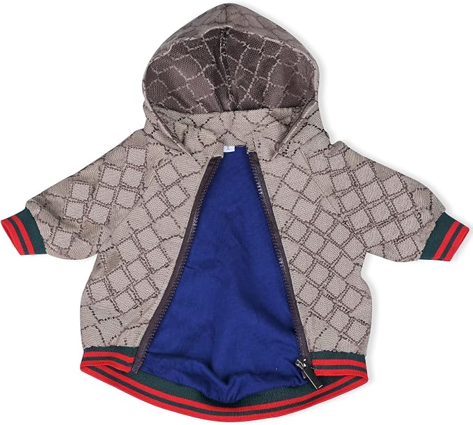 Dog Hoodie Classic Designer Puppy Coat Luxury Puppy Clothing Warm Pet Dog Coat Zipper Design Easy On/Off Teddy Clothing Chihuahua Clothes French Bulldog Clothes S