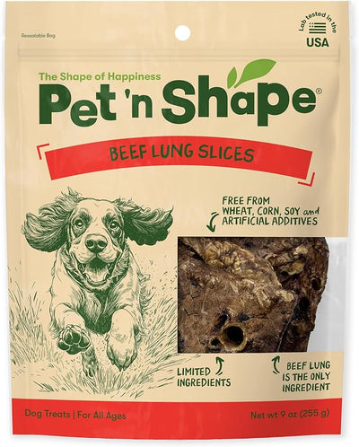 Pet 'n Shape Beef Lung Dog Treats – Made and Sourced in the USA - Training Treat - 9 Ounce