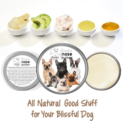 The Blissful Dog French Bulldog Nose Butter, Versatile Dog Nose Balm for Dry Nose, Handcrafted Nose Moisturizer, Easy-to-Apply Dog Essentials, Unscented, 1 oz.