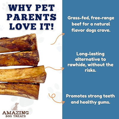 Amazing Dog Treats - 5-6 Inch Meaty Beef Marrow Bones (4 Count) - Best for Dogs - Long Lasting Chew - Filled Marrow