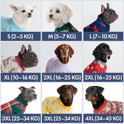 Spark Paws Dog Christmas Pajama, Dog Recovery Suit Male, Onesie, Ultra-Soft and 4-Way Stretch, for Small Medium and Large Breeds - Winter Wonderland - 3XL