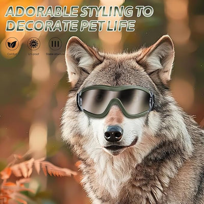 Dog Sunglasses Goggles, UV Wind Dust Fog Protection Pet Glasses Eye Wear Protection with Adjustable Strap for Medium or Large Dog (Green)