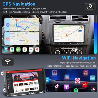 8 Core 6G 128G Android Car Stereo for VW Passat Jetta Tiguan Golf MK5 MK6 T5 EOS Polo with Wireless Carplay Android Auto, Rimoody 9'' Touchscreen GPS Bluetooth 5G-WiFi FM/RDS DSP Backup Camera SWC