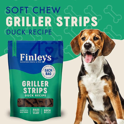 Finley's Duck Griller Strips for Dogs, Jerky-Style Dog Treats with Real Ingredients for All Breeds and Sizes, 14.5oz, 1 Pack
