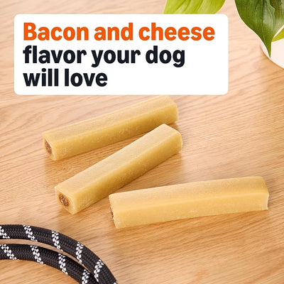 Amazon Basics Double Chew Bone Dog Treats, Bacon and Cheese - 8 Count, 2 Pack