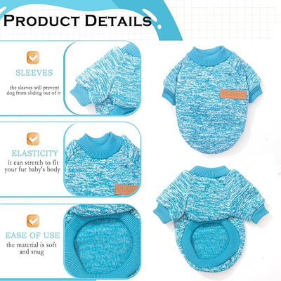 2 Pieces Dog Sweaters for Small Dogs Fall Winter Dog Clothes Male Fleece Puppy Clothes Warm Thick Outfit Pet Small Puppy Sweater for Boy Girl Doggies Teacup Yorkie Chihuahua,XXS