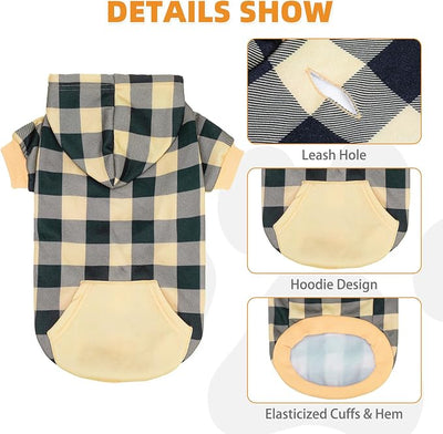 KOOLTAIL Plaid Dog Hoodie Pet Clothes Sweaters with Hat
