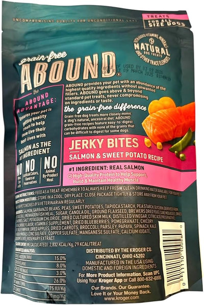 Abound Grain Free Natural Salmon & Sweet Potato, Jerky Bites Dog Treats - 12 Oz