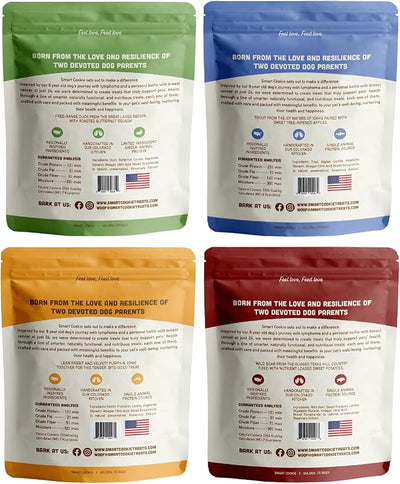 Smart Cookie Healthy Soft Dog Treats Variety Pack - Rabbit, Trout, Wild Boar & Duck - Grain Free Limited Ingredient Training Treats for Dogs with Sensitive Stomach & Allergies, Made in the USA