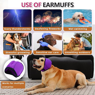 Meifsou Dog Head Wrap - Quiet Ears for Anxiety, Waterproof Dog Calming Hood, No Shake Ear Cover Snoods for Thunder, Lightning, Fireworks, Vet Visits, Polyester and SBR Diving Fabric, Rose, Small