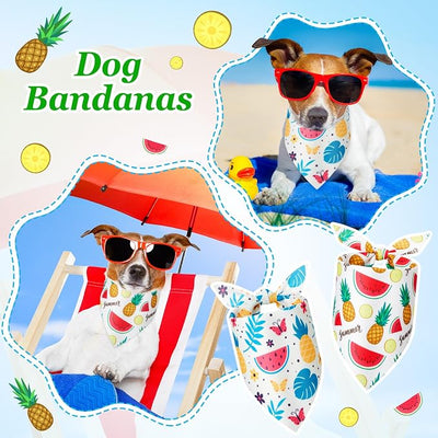 Weewooday 50 Pcs Fruit Dog Bandanas Bulk for Summer Soft Bibs Adjustable Triangle Pet Bandana for Small Medium Large Costume(Fruits Pattern, 31.5 x 21.7 X21.7 Inch)