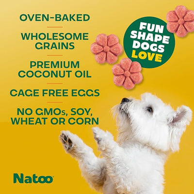 NATOO Biscuits for Small Dogs & Puppies, Oats & Berry, 8 oz | Crunchy Dog Treats, Rich in Omega 6, Prebiotics & Fiber, Antioxidants for Immunity, Healthy Natural Canine Biscuits